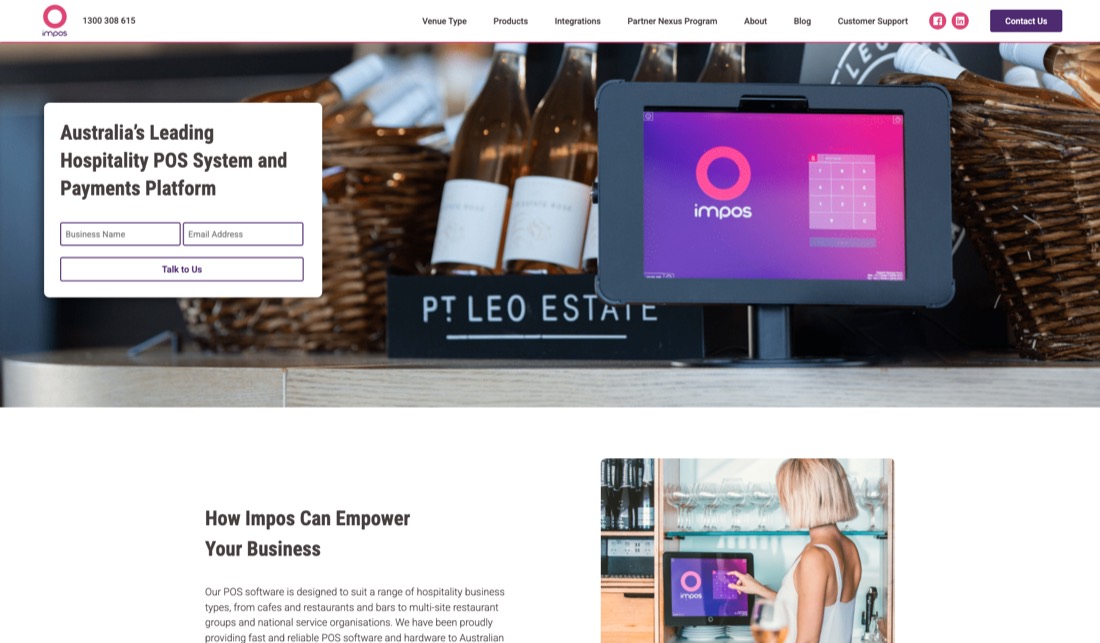 Screenshot of the IMPOS site