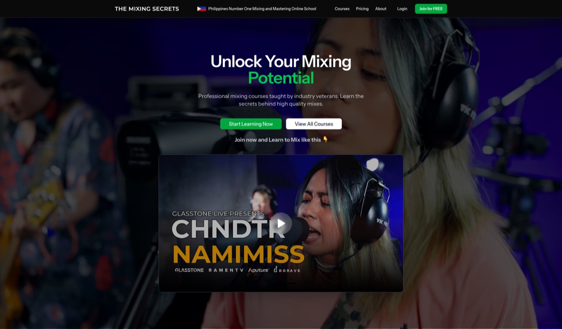 Screenshot of the TheMixingSecrets site